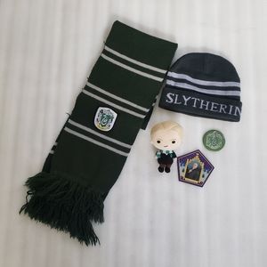 Hogwarts Slytherin House Scarf, Beanie and Malfoy Bundle